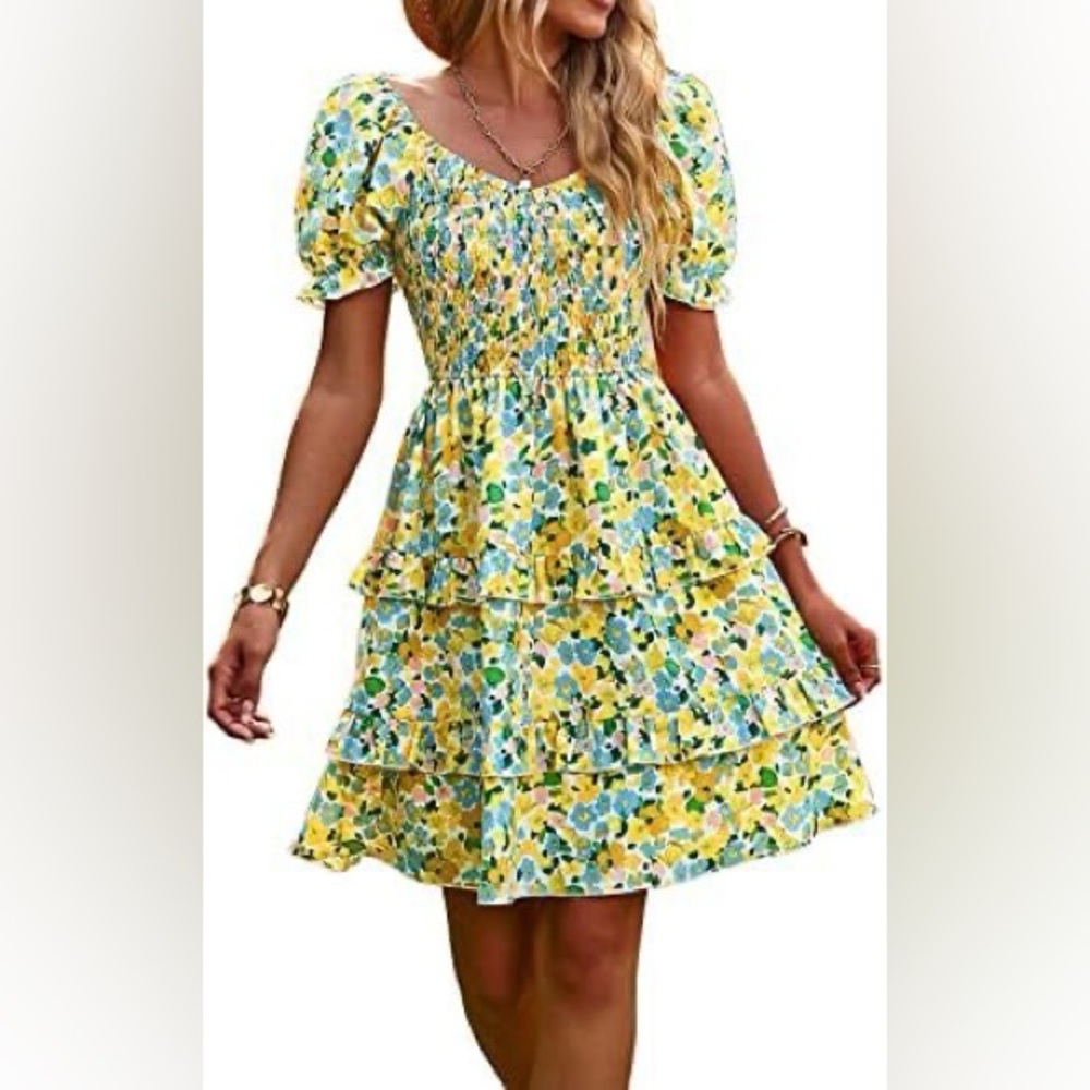 COPY - NWOT Amazon Ruffle A Line Short Sleeve Flora Mini Dress Size XL